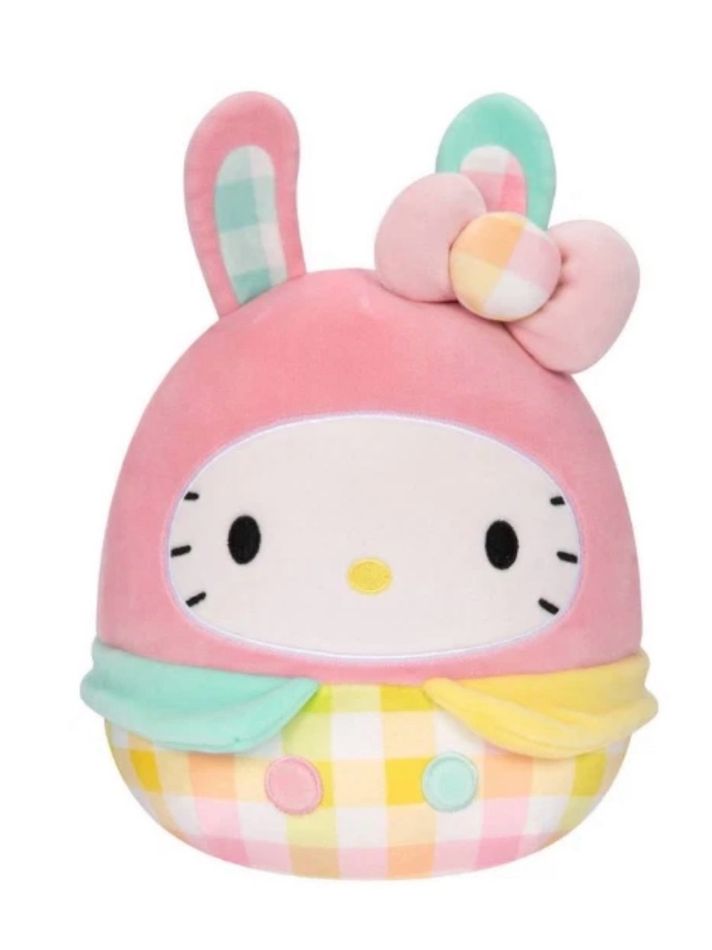 Squishmallows Sanrio Hello Kitty Easter Bunny Gingham Pastel 8" Plush